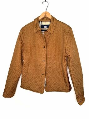 Burberry Vintage Diamond Quilted Jacket Bronze Brown Nova Check Size IT44 US10